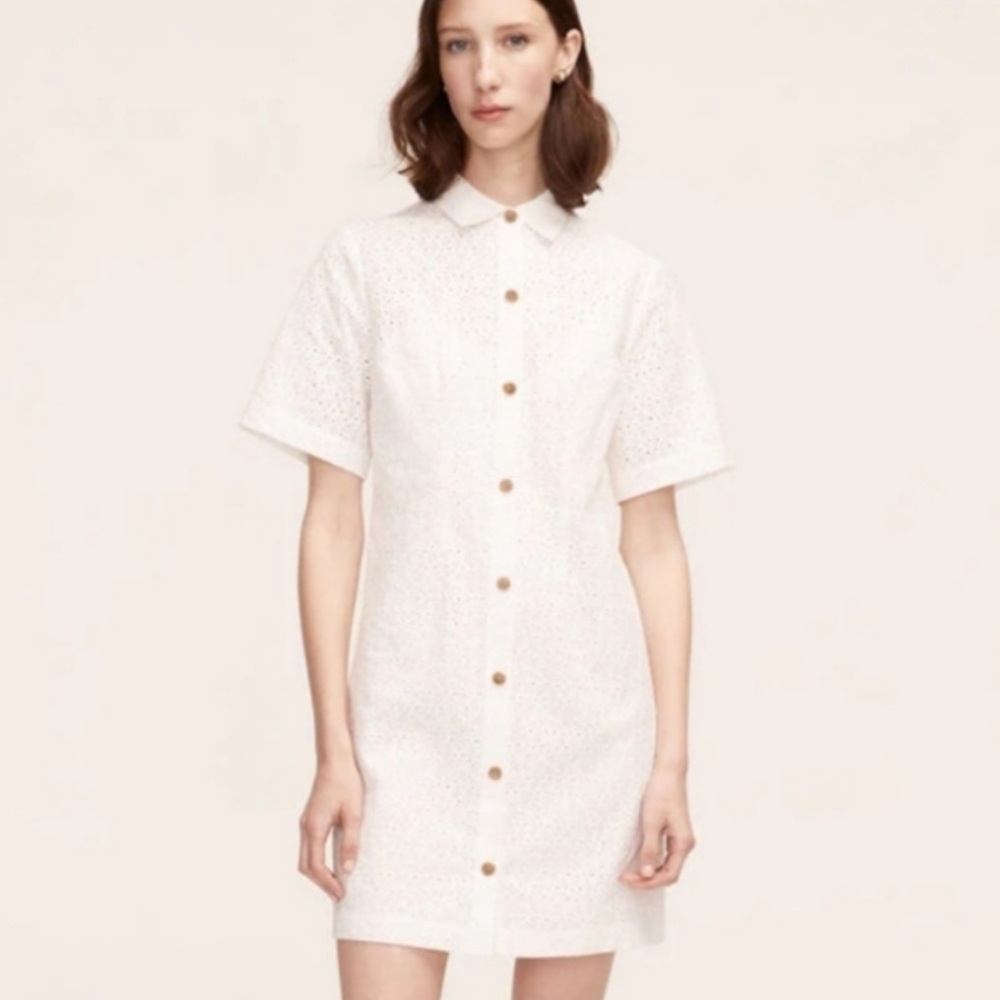 Rebecca Taylor Lea Eyelet White Button Up Dress